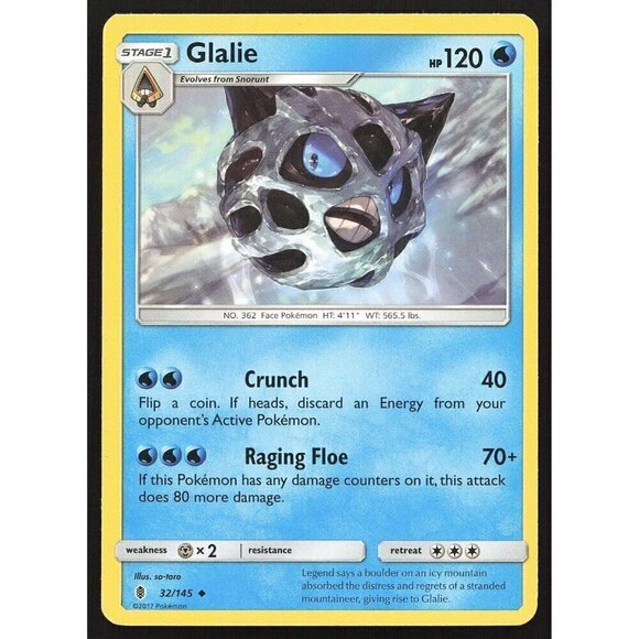 Glalie  32/145 Guardians Rising Regular Uncommon Pokemon HP - Picture 1 of 3